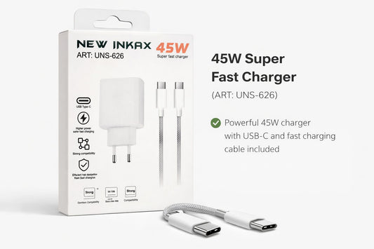 New Inkax 45W Super Fast Charger | USB Type-C Cable Included (UNS-626) ⚡